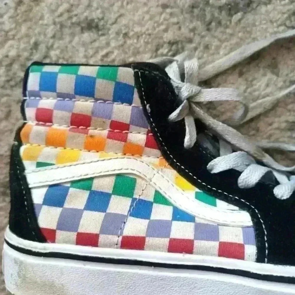 Vans Kids Sneakers - Black and Multicolor Checkered - Picture 14 of 15